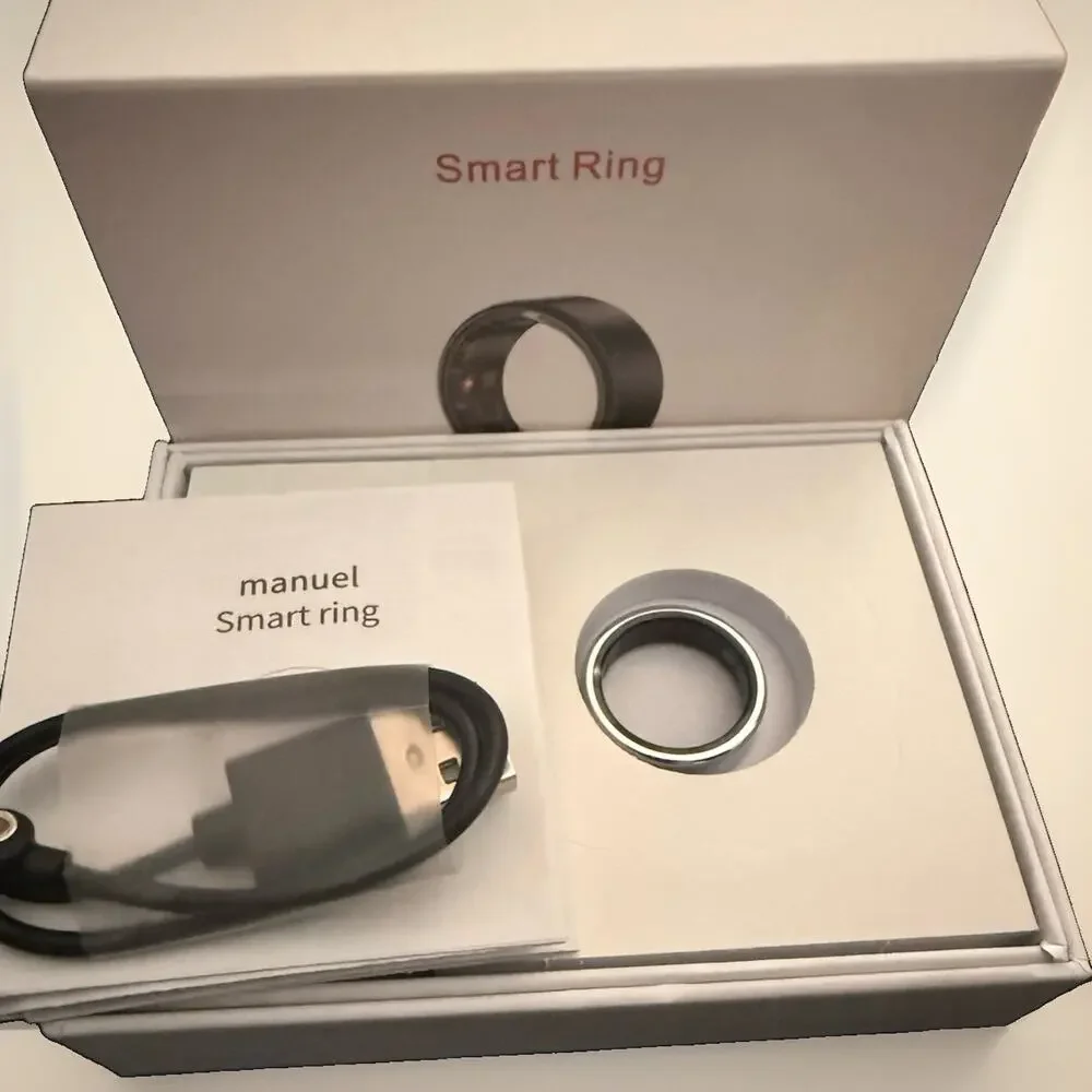 JRing Smart Ring Activity Tracker Silver Heart Rate Monitor- Size 8